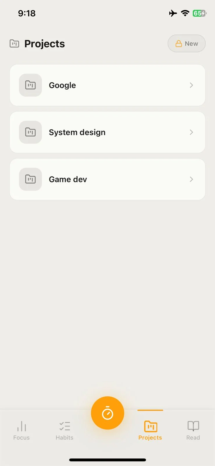 Pomogolo projects screen showing three projects: Google, System design, and Game dev